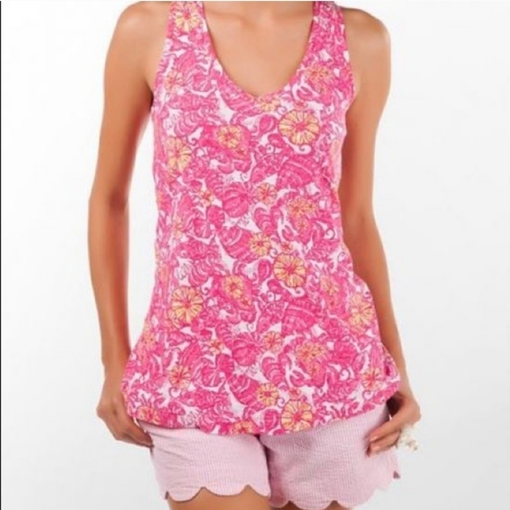 Lilly Pulitzer Gale Tank in Chum Bucket Print size XS Pink Yellow